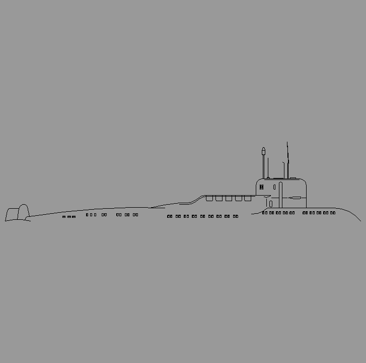 Bloque Autocad Vista de Submarino en Perfil
